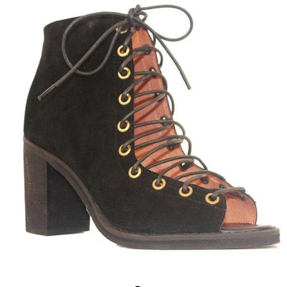 JEFFREY CAMPBELL BLACK SUEDE CORSET BOOTIE 9.5 - Picture 1 of 9